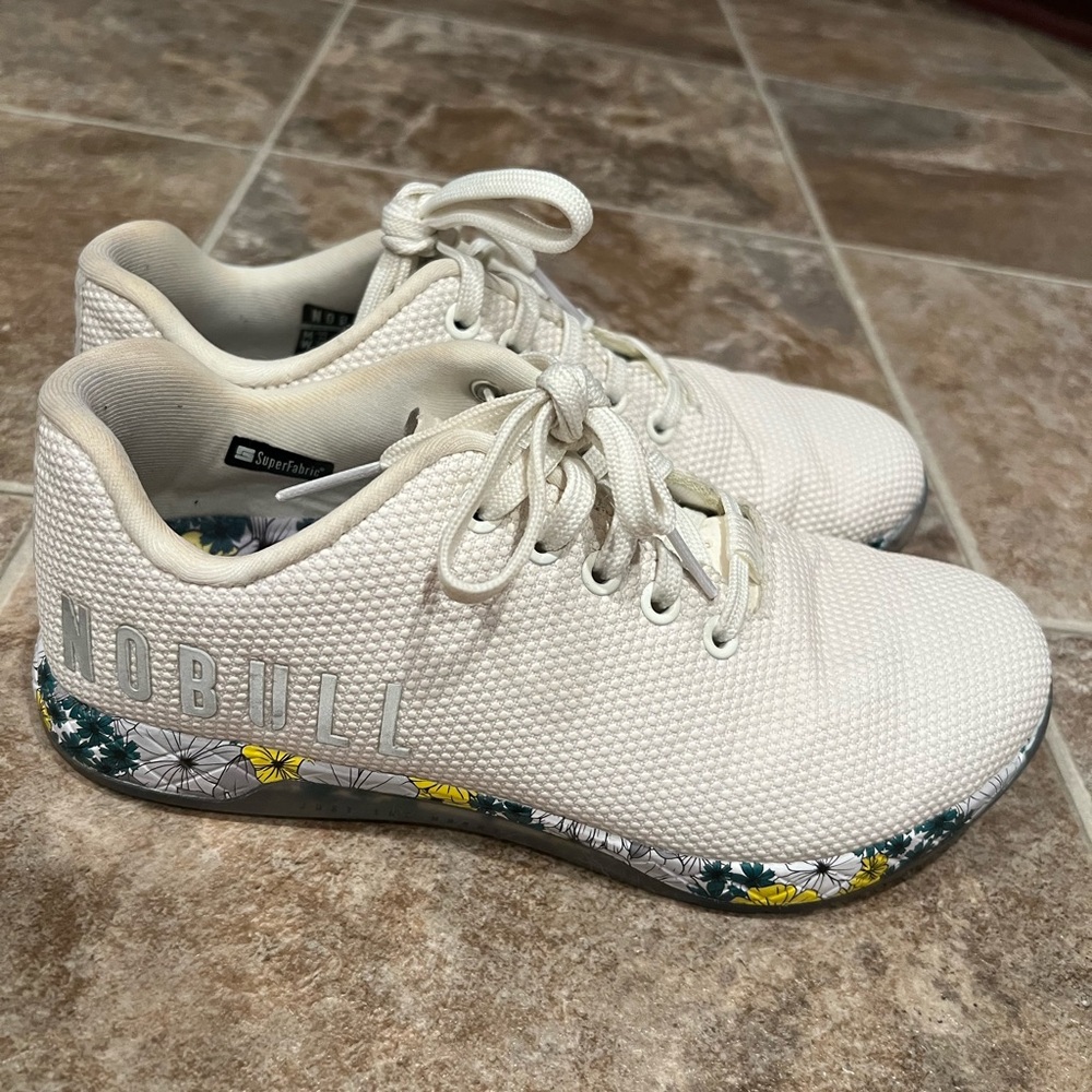 NOBULL Women's White Sneakers with Floral Sole